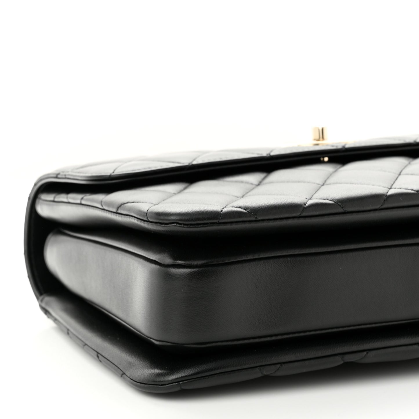 Lambskin Quilted Medium Trendy CC Flap Dual Handle Bag Black