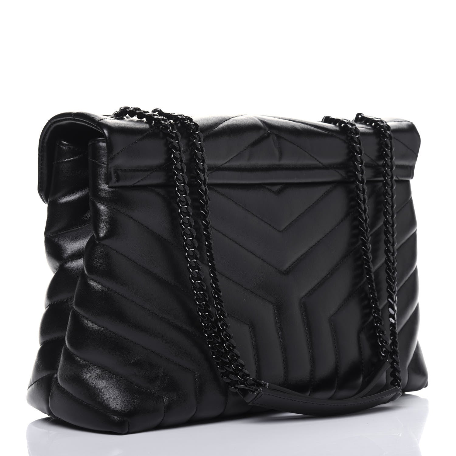 Saint Laurent Calfskin Y Quilted Monogram Medium Loulou Chain Satchel Black 3 of 14