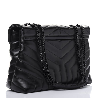 Saint Laurent Calfskin Y Quilted Monogram Medium Loulou Chain Satchel Black 3 of 14