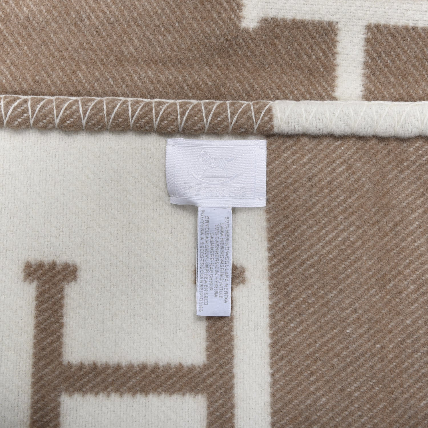 Hermes Wool Cashmere Avalon Baby Blanket Noisette Moyen White 2 of 3