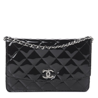 Chanel Patent Quilted Brilliant Wallet On Chain WOC Black 1 of 9