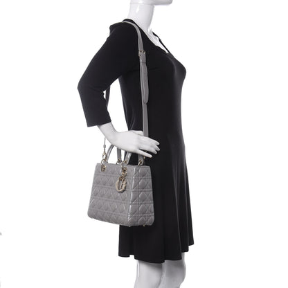Christian Dior Pearly Lambskin Cannage Medium Lady Dior Grey 4 of 11