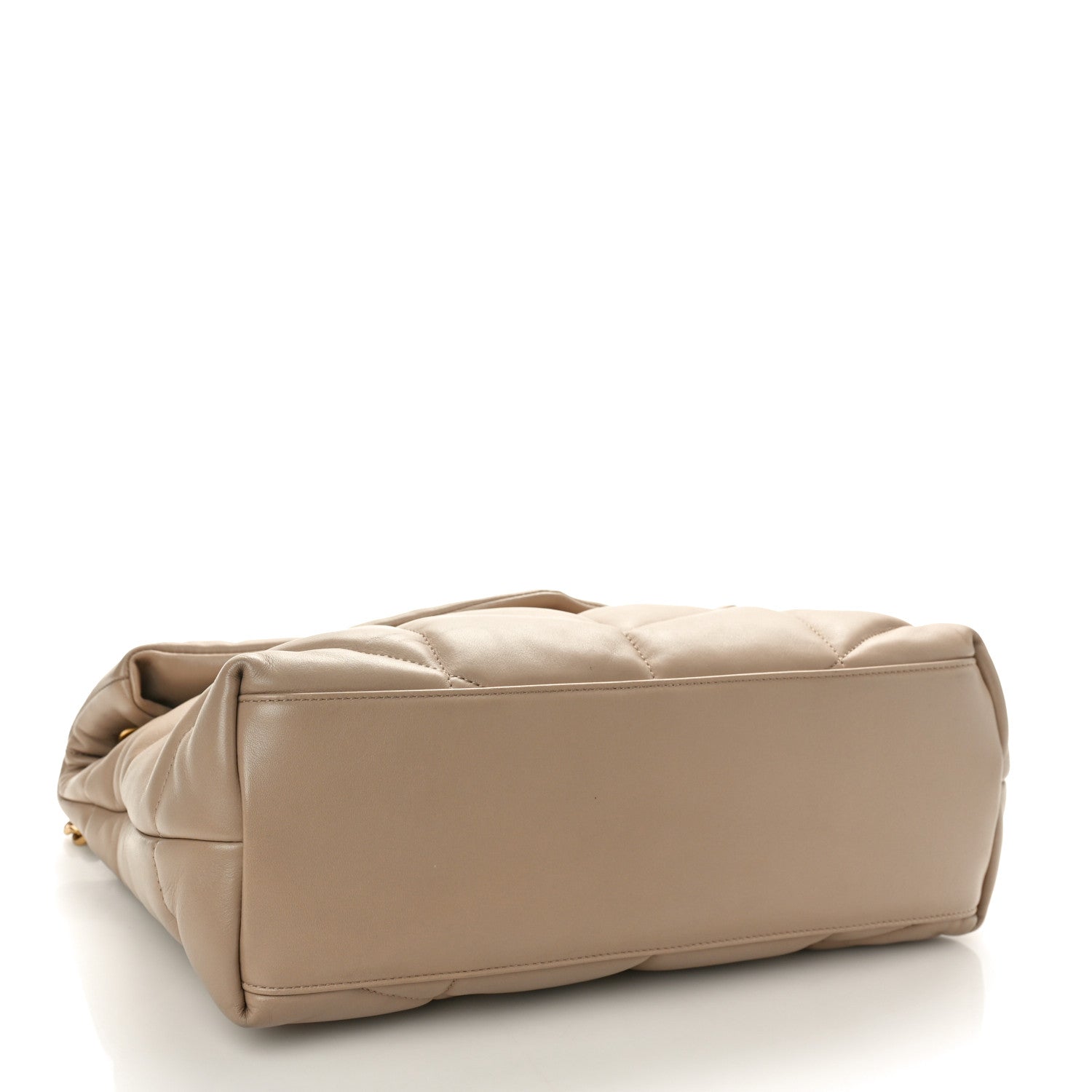Saint Laurent Lambskin Quilted Medium Loulou Puffer Monogram Chain Satchel Dark Beige 4 of 10
