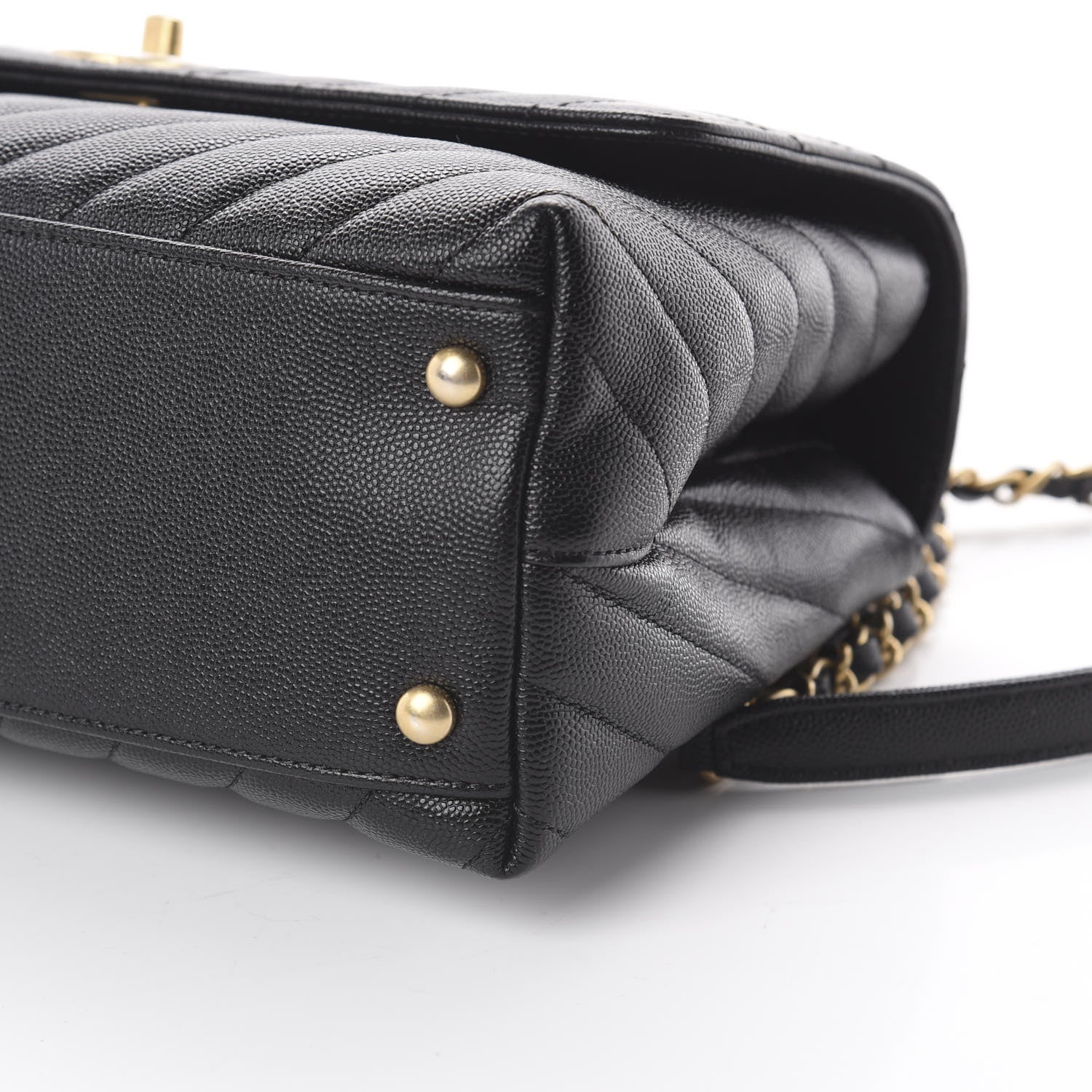 Chanel Caviar Chevron Quilted Small Coco Handle Flap Black 12 of 17