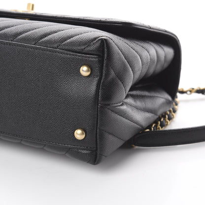 Chanel Caviar Chevron Quilted Small Coco Handle Flap Black 12 of 17