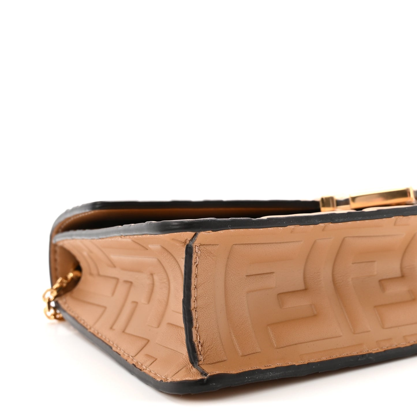 Vitello Ceylon Bi-Color FF 1974 Embossed FF Diamonds Chain Wallet Miele Scuro