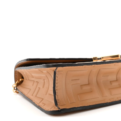 Fendi Vitello Ceylon Bi-Color FF 1974 Embossed FF Diamonds Chain Wallet Miele Scuro 8 of 9