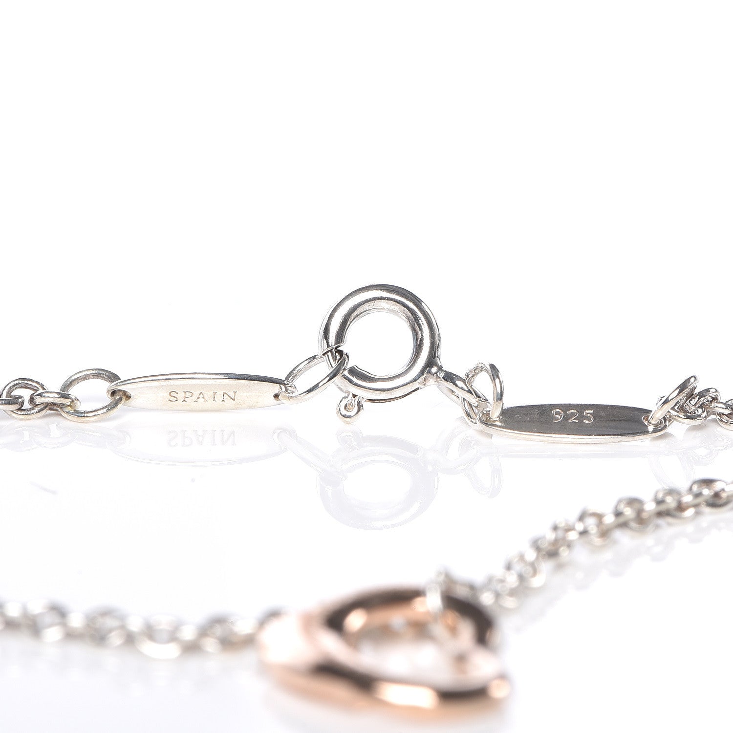 Tiffany Sterling Silver 18K Rose Gold Elsa Peretti Open Heart Charm Bracelet 4 of 6
