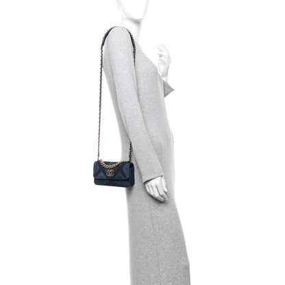 Chanel Denim Quilted Chanel 19 Flap Phone Holder With Chain Blue 2 of 11