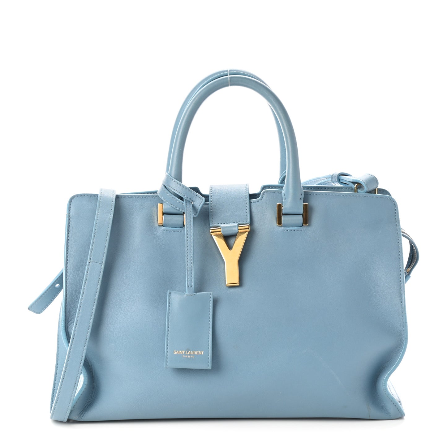Calfskin Small Classic Y Cabas Blue Glacier