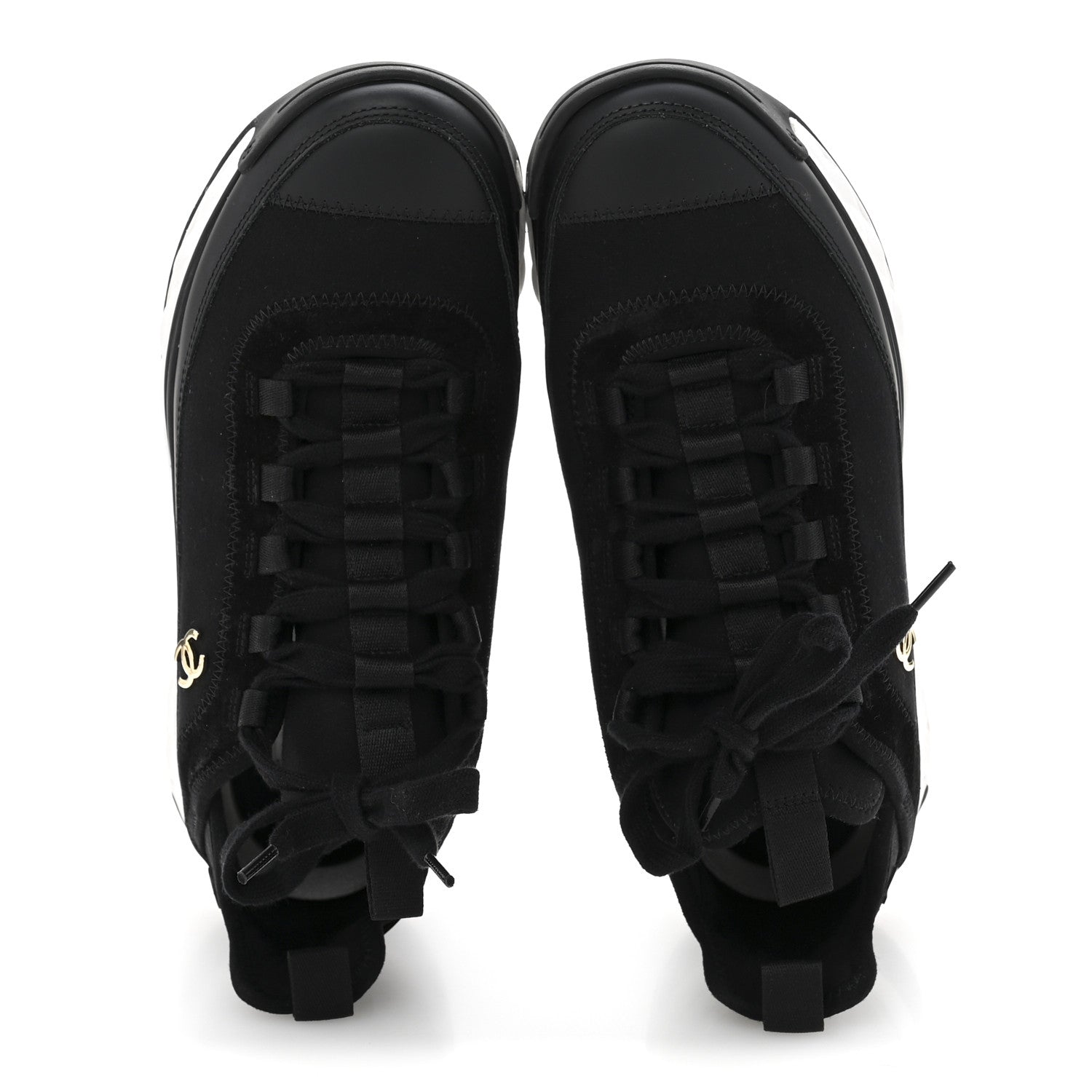 Chanel Velvet Calfskin Mixed Fibers CC Sneakers 38 Black 2 of 9