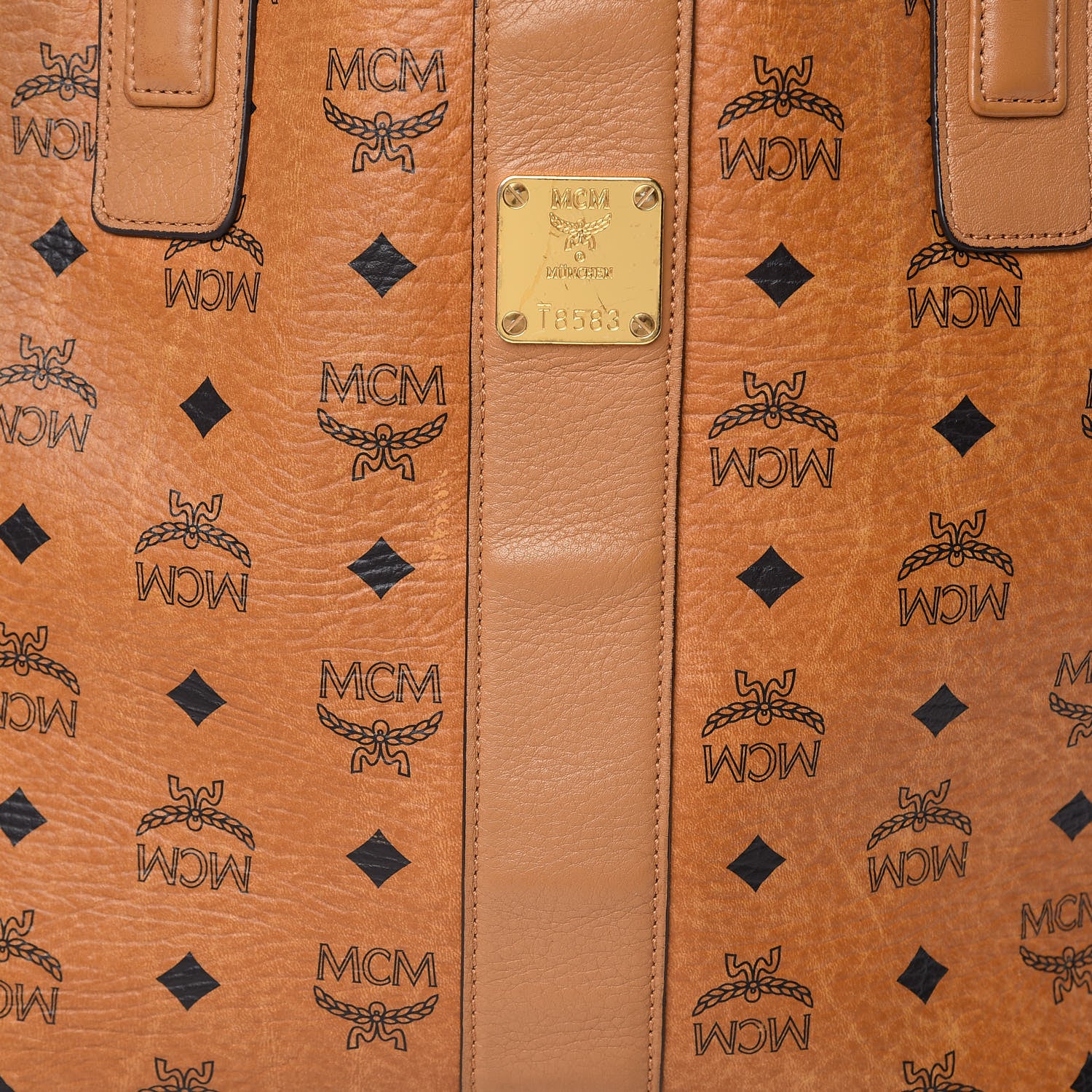 MCM Visetos Large Liz Reversible Shopper Tote Cognac 11 of 23