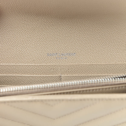 Saint Laurent Grain De Poudre Matelasse Chevron Monogram Flap Wallet Famme 6 of 8