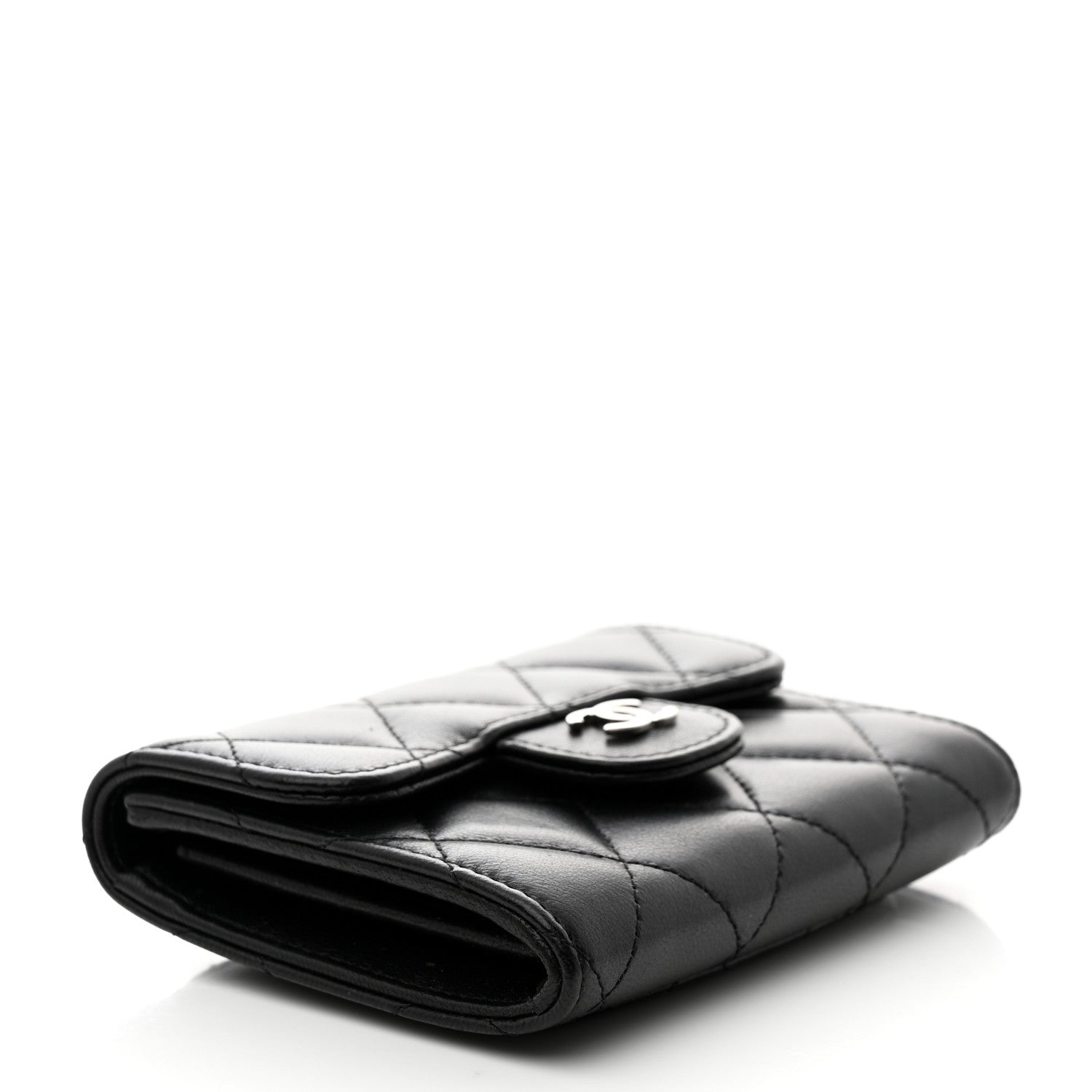 Chanel Lambskin Quilted Flap Card Holder Wallet Black 4 of 8