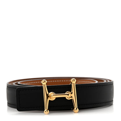 Hermes Epsom Swift 24mm Mors H Belt 100 Black Gold 1 of 6