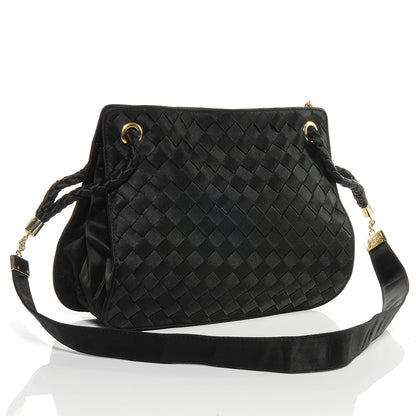 Bottega Veneta Vintage Woven Satin Shoulder Bag Black 3 of 7