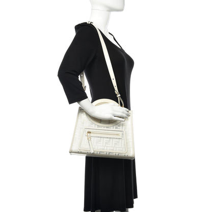 Fendi TPU FF Vitello Century Plexiglass Small Runaway Shopper Tote White 2 of 12