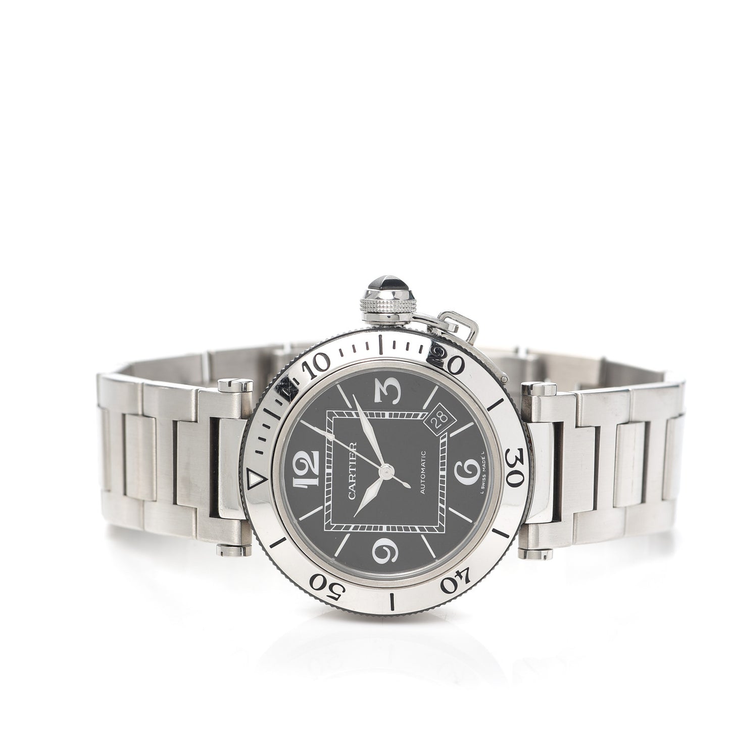 Stainless Steel 40mm Pasha C Seatimer Automatic Watch Black