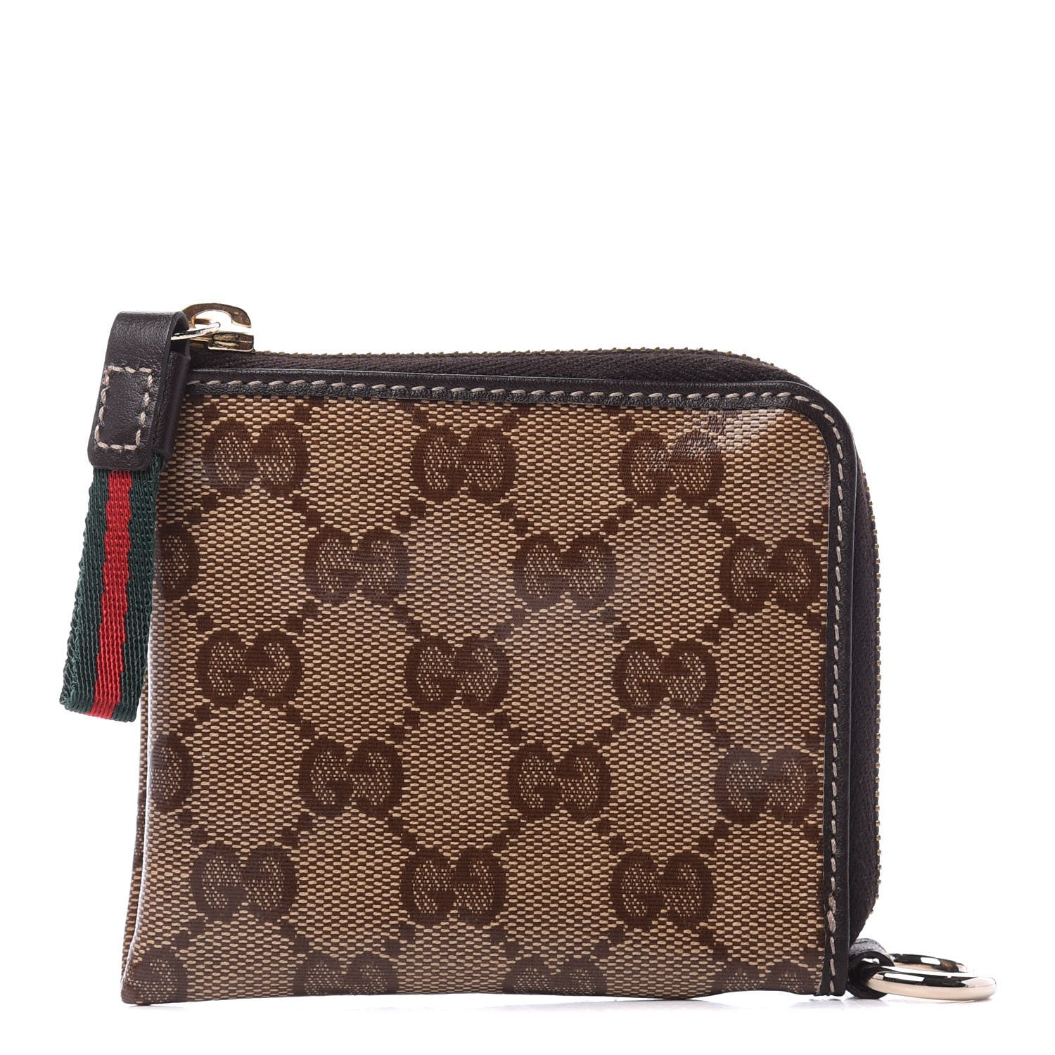 Gucci Crystal Monogram Zip Around Coin Purse Wallet Dark Brown 1 of 10