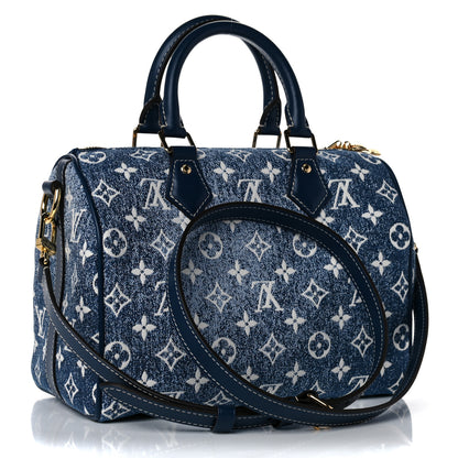 Louis Vuitton Monogram Jacquard Denim Speedy Bandouliere 25 Bleu 3 of 10