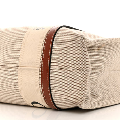 Chloe Cotton Calfskin Medium Woody Ribbon Tote White Brown 10 of 11