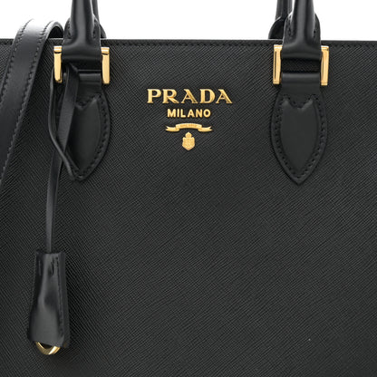 Prada Saffiano Soft Calfskin Small Zippered Tote Black 8 of 11