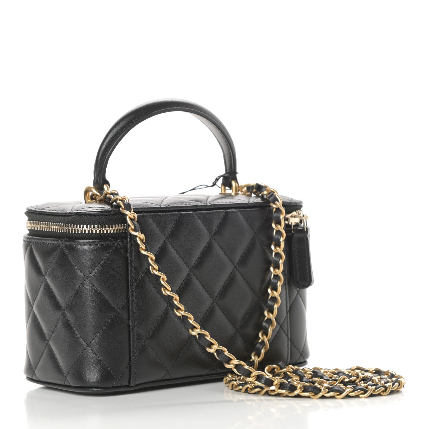 Chanel Lambskin Quilted Small Top Handle Vanity Case With Chain Black 3 of 11