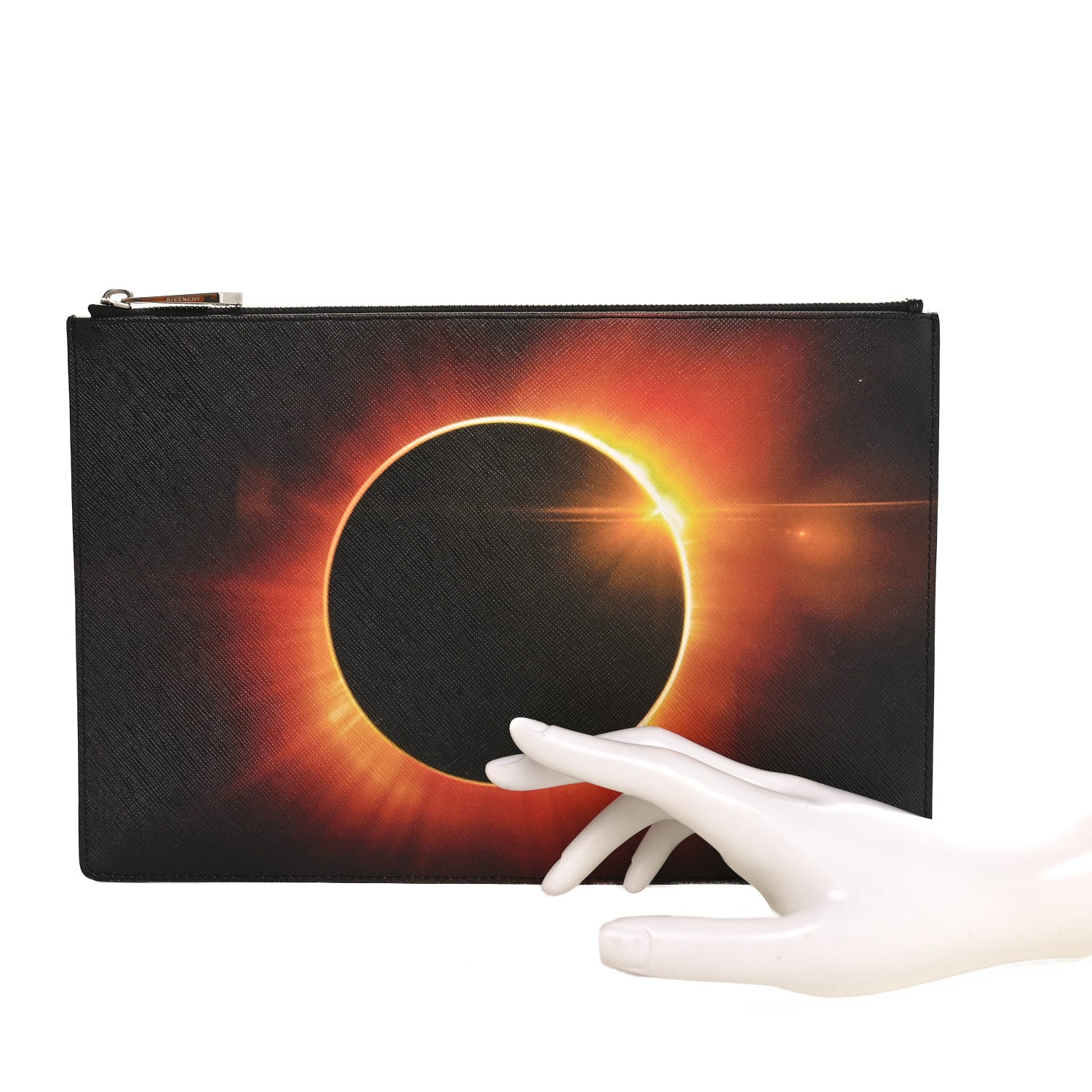 Givenchy Textured Coated Canvas Large Eclipse Pouch Black 2 of 8