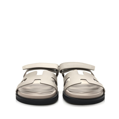 Hermes Calfskin Womens Chypre Sandals 38 Beige Mastic 2 of 9