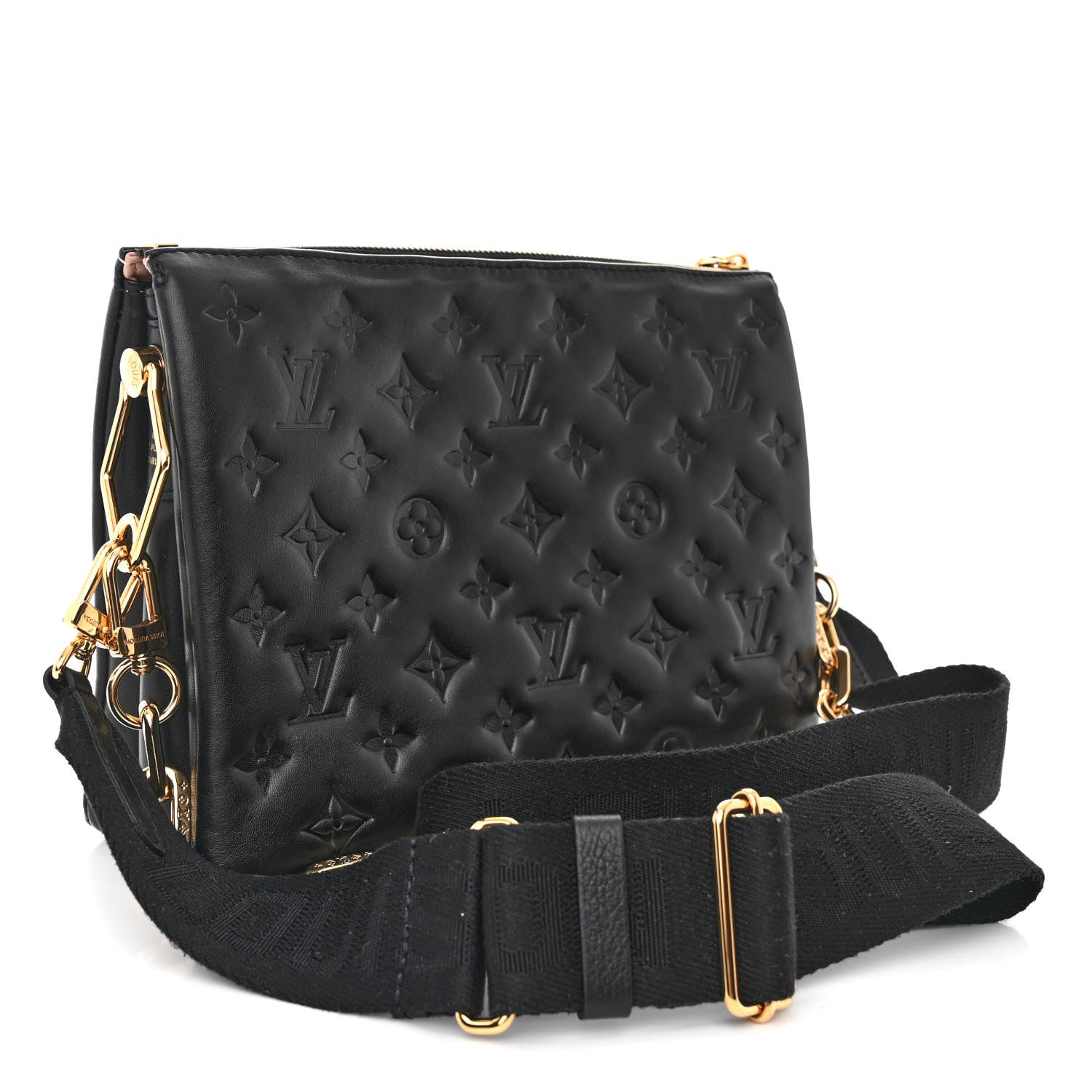 Louis Vuitton Lambskin Embossed Monogram Coussin PM Black 3 of 12