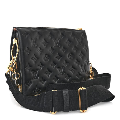 Louis Vuitton Lambskin Embossed Monogram Coussin PM Black 3 of 12