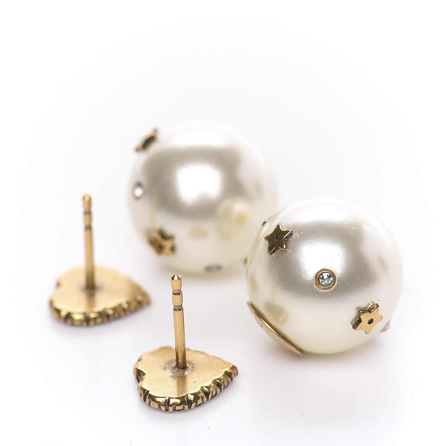 Pearl Crystal Heart J'Adior Mise En Dior Tribal Earrings