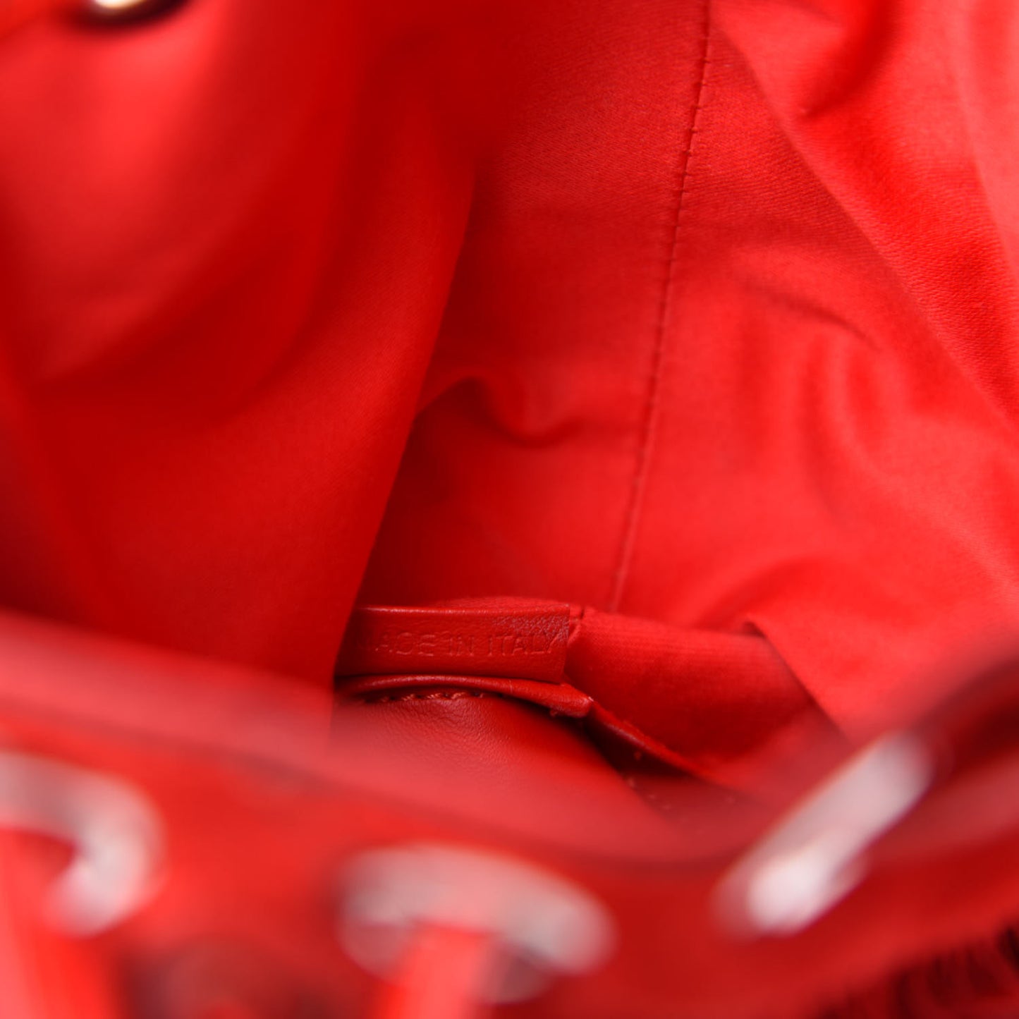 Suede Calfskin Fringe Marie Jane Bucket Red