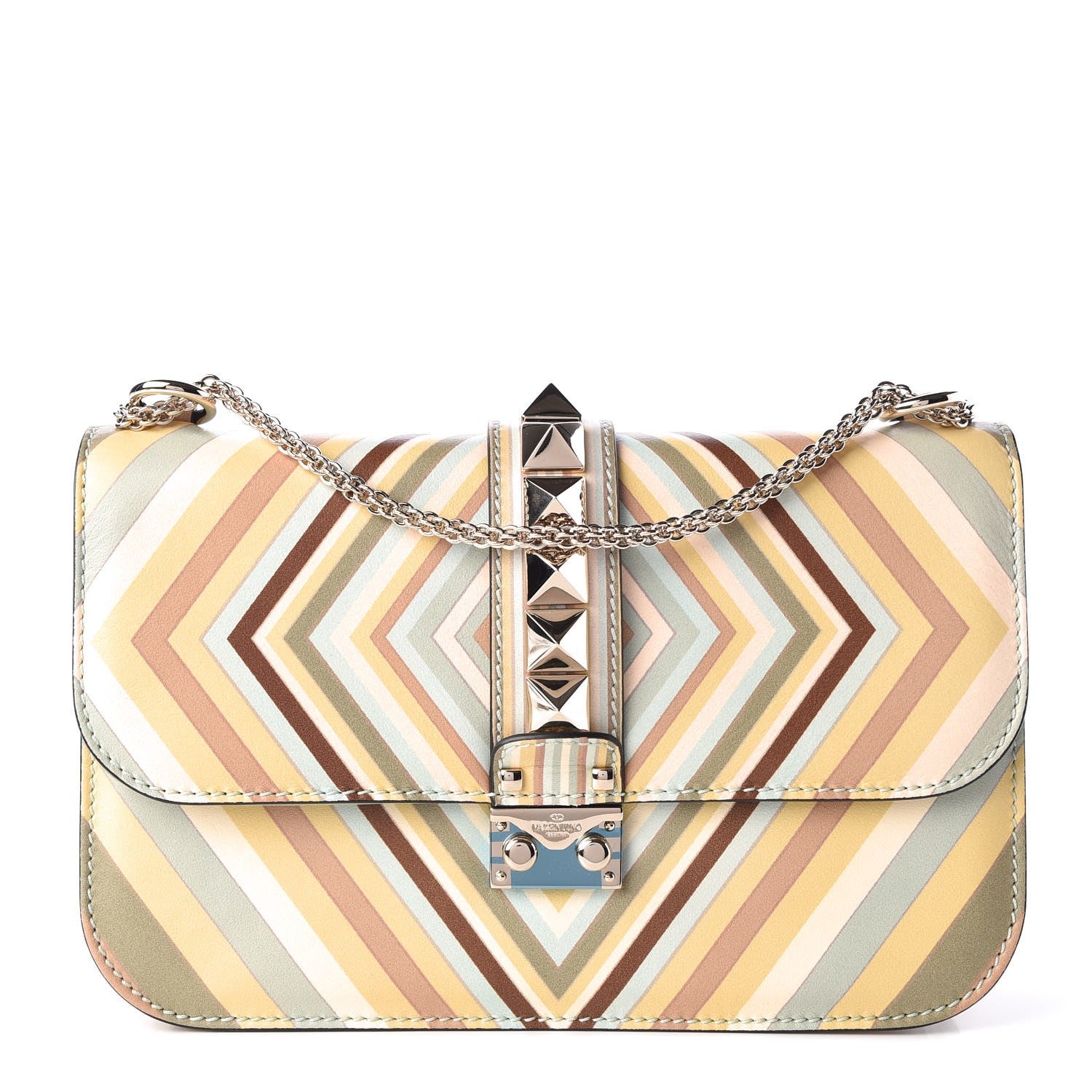 Valentino Garavani Vitello Native Couture 1975 Medium Glam Lock Rockstud Flap Multicolor 1 of 10
