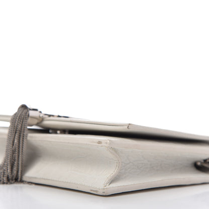 Saint Laurent Calfskin Crocodile Embossed Kate Monogram Tassel Chain Wallet Crema Soft 7 of 9