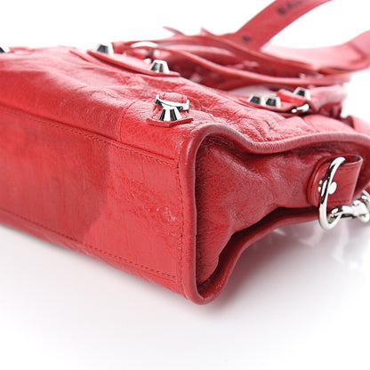 Balenciaga Agneau Classic Silver Hardware Mini City Logo Strap Red Black 9 of 11