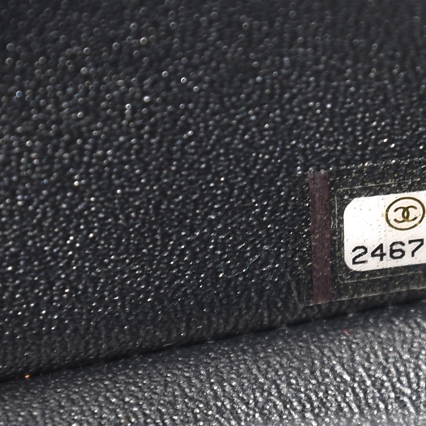 Metallic Caviar Chevron Quilted Mini Rectangular Flap Black