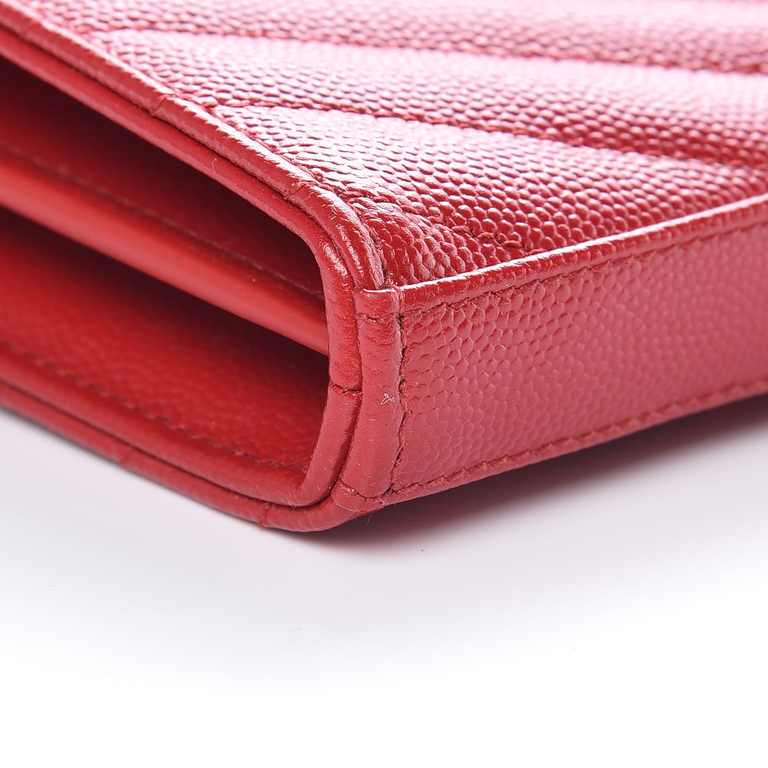 Saint Laurent Grain De Poudre Matelasse Chevron Monogram Chain Wallet Bandana Red 8 of 9