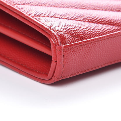 Saint Laurent Grain De Poudre Matelasse Chevron Monogram Chain Wallet Bandana Red 8 of 9