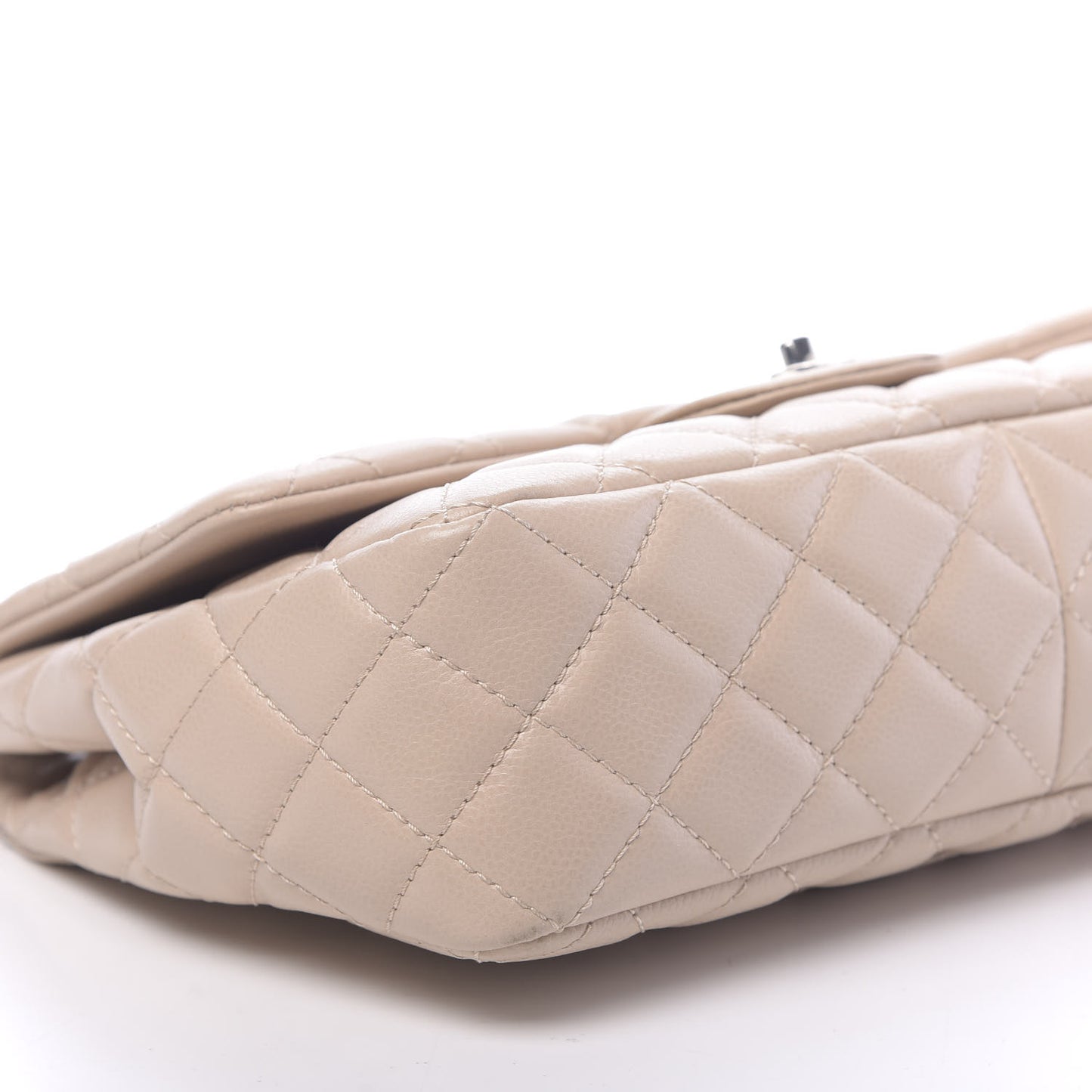 Caviar Quilted Jumbo Single Flap Beige Clair