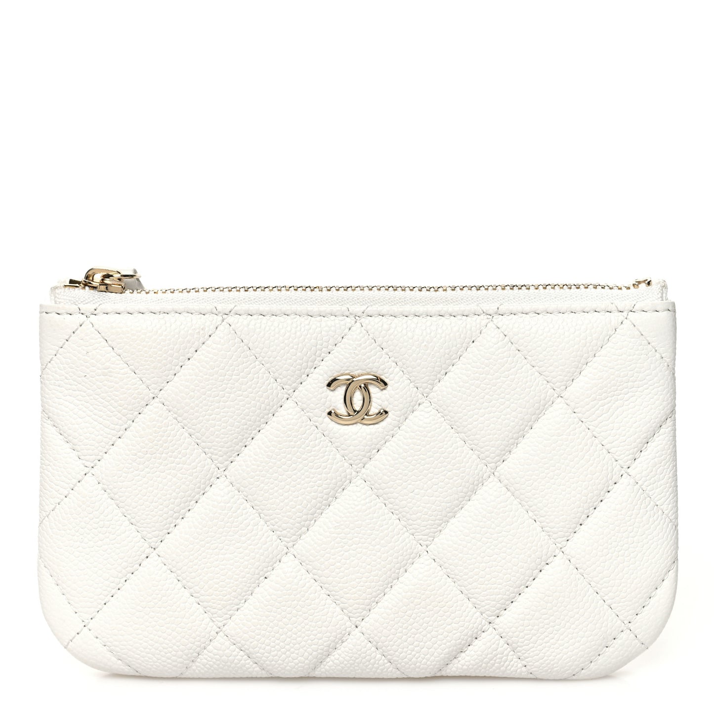 Caviar Quilted Small Pouch White