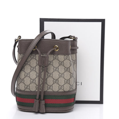 Gucci GG Supreme Monogram Web Mini Ophidia Bucket Bag Brown 10 of 10