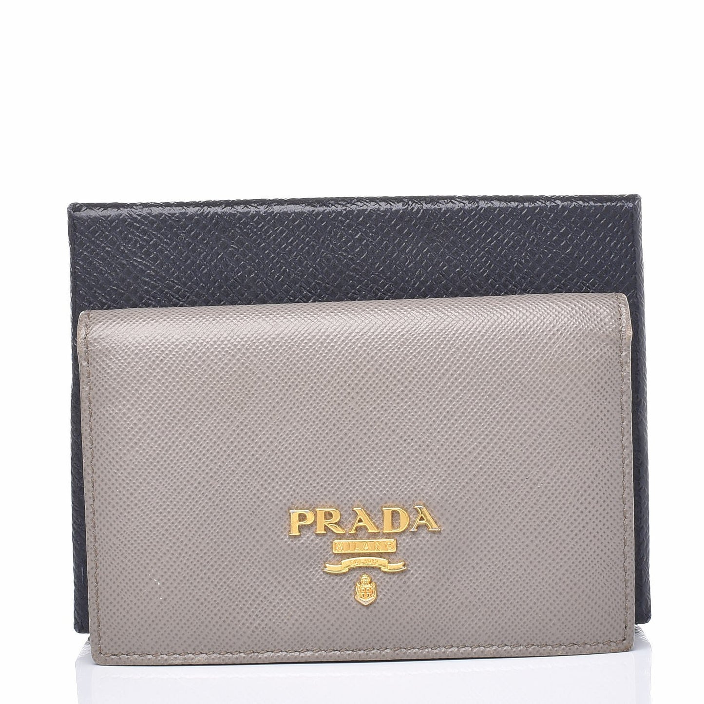 Saffiano Metal Bi-Fold Card Holder Wallet Argilla