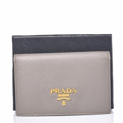 Prada Saffiano Metal Bi-Fold Card Holder Wallet Argilla 8 of 8