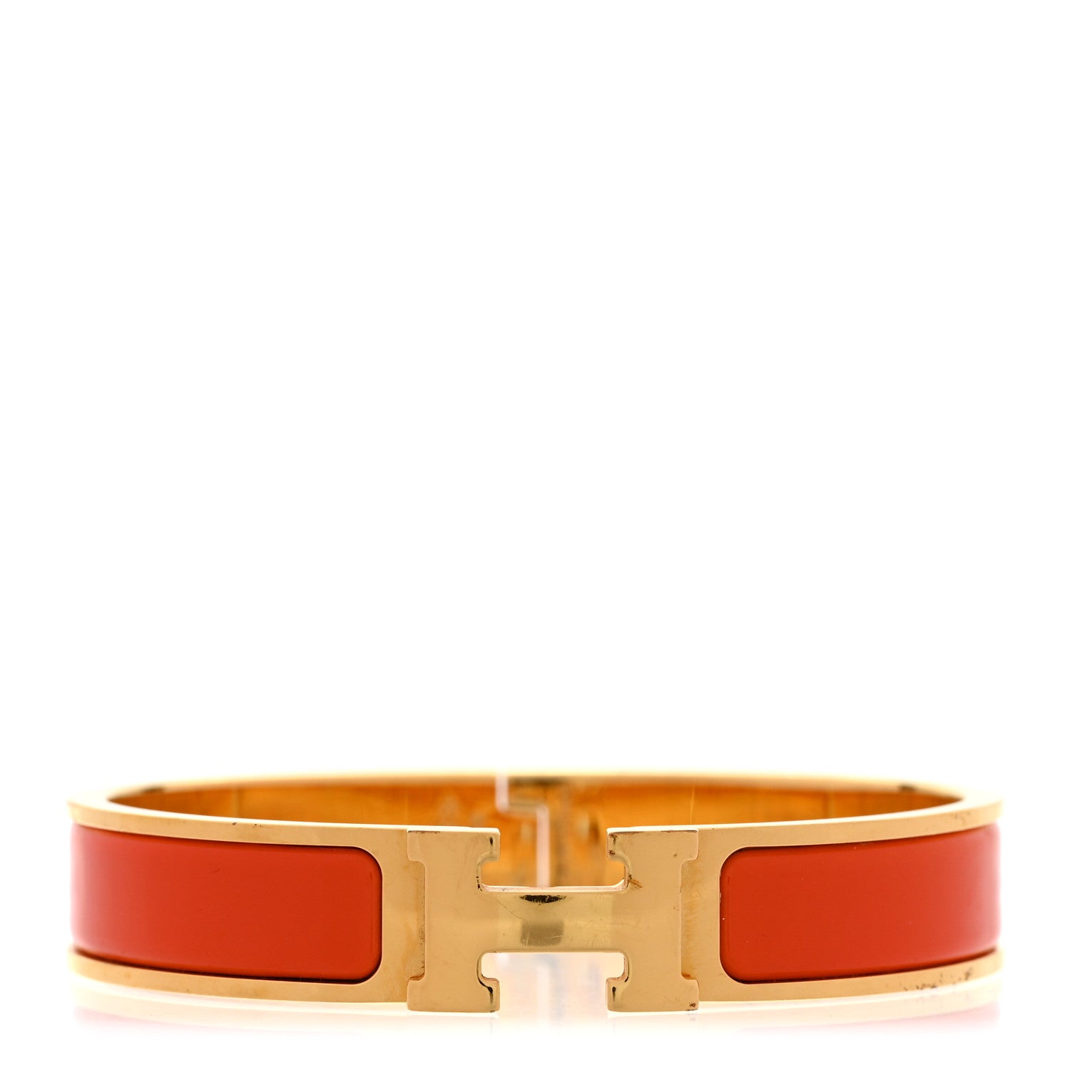 Hermes Enamel Narrow Clic Clac H Bracelet GM Orange 1 of 6