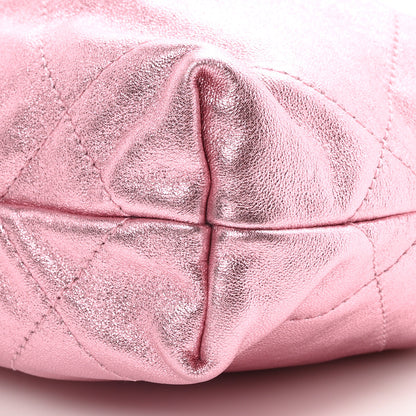 Chanel Metallic Lambskin Lacquered Monochrome Quilted Mini Chanel 22 Pink 10 of 10