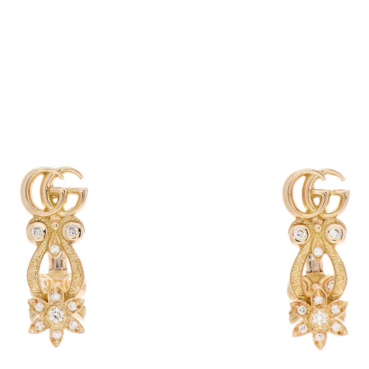 18K Yellow Gold Diamond Flora Pave Earrings