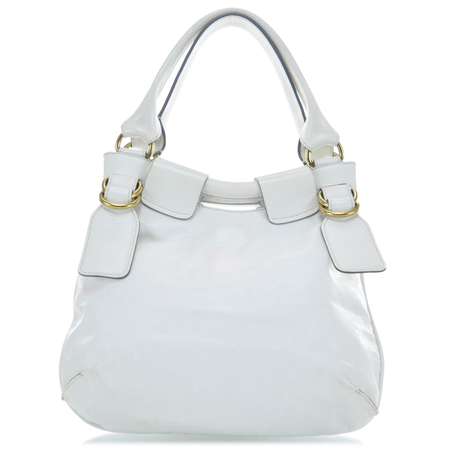 Chloe Leather Bay Tote White 3 of 9