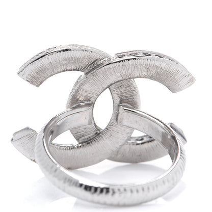 Chanel Crystal CC Ring 6 Silver Black 5 of 6