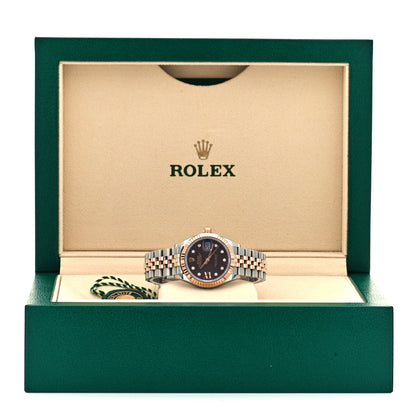 Rolex Stainless Steel 18K Everose Gold Diamond 28mm Oyster Perpetual Datejust Watch Chocolate 279171 5 of 5